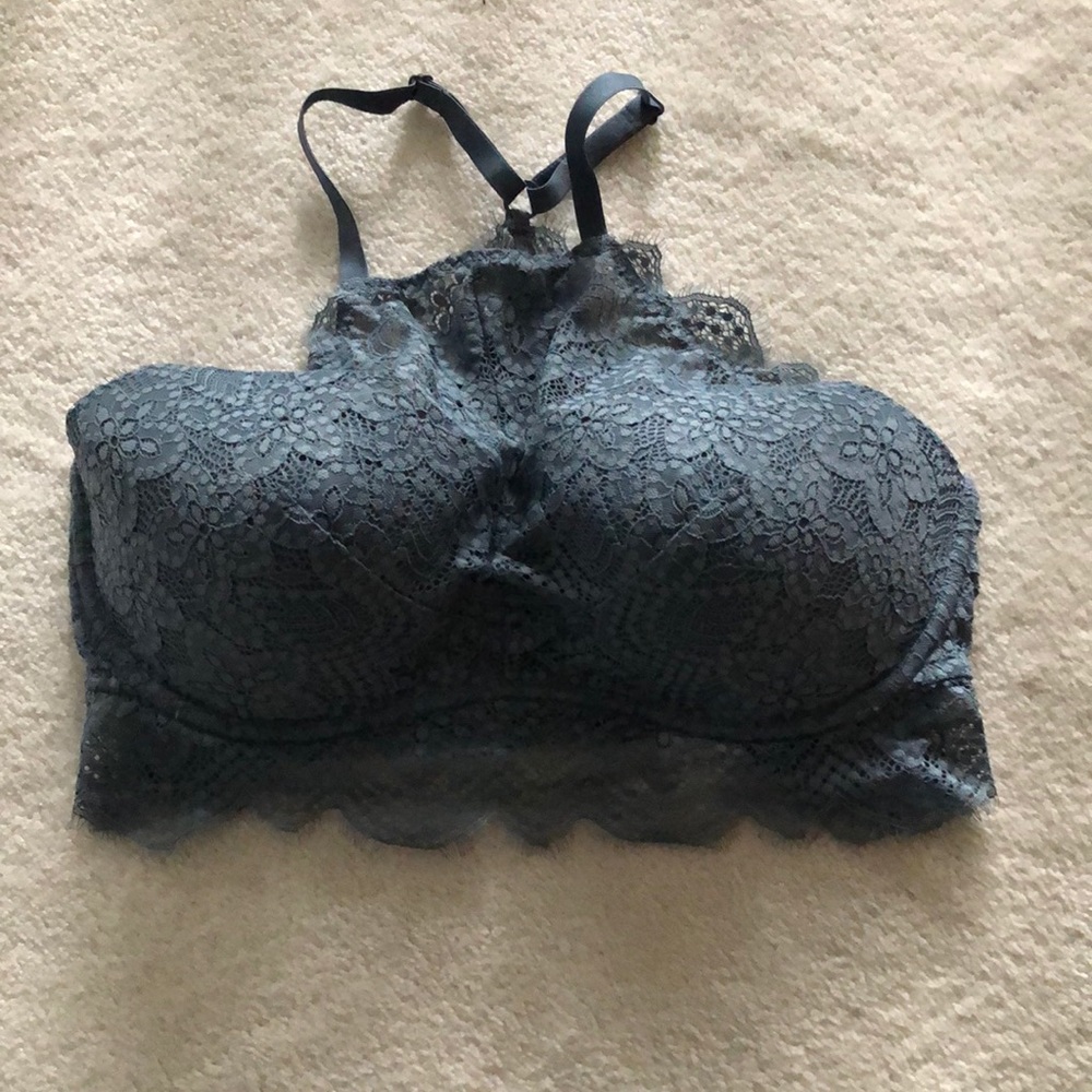 Pink by VS Grey Lace halter neck push-up bra